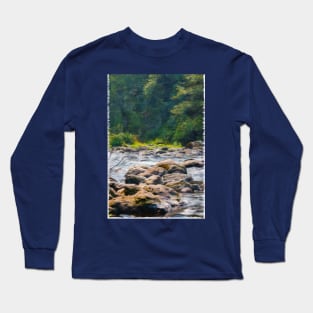 stone path over shallow river in woods Long Sleeve T-Shirt